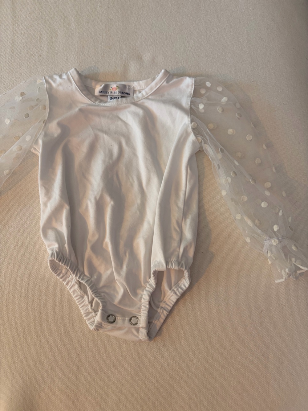 Baby girl White Sheer Dot Sleeve Bodysuit